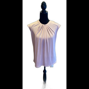 Liz Claiborne Blouse Sz Medium Sleeveless Top Dusty Rose Pleated Neckline Classy
